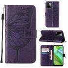 For Motorola Moto G Power 2023 Embossed Butterfly Leather Phone Case(Dark Purple) - 1