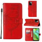 For Motorola Moto G Power 2023 Embossed Butterfly Leather Phone Case(Red) - 1