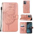 For Motorola Moto G14 Embossed Butterfly Leather Phone Case(Rose Gold) - 1