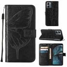 For Motorola Moto G14 Embossed Butterfly Leather Phone Case(Black) - 1