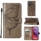 For Motorola Moto G84 Embossed Butterfly Leather Phone Case(Grey) - 1