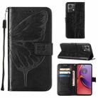 For Motorola Moto G84 Embossed Butterfly Leather Phone Case(Black) - 1