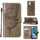 For Motorola Moto G54 Embossed Butterfly Leather Phone Case(Grey) - 1