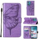 For Motorola Edge 40 Neo Embossed Butterfly Leather Phone Case(Purple) - 1