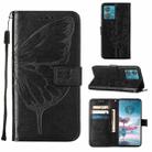 For Motorola Edge 40 Neo Embossed Butterfly Leather Phone Case(Black) - 1