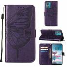 For Motorola Edge 40 Neo Embossed Butterfly Leather Phone Case(Dark Purple) - 1