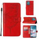 For Motorola Edge 40 Neo Embossed Butterfly Leather Phone Case(Red) - 1