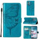 For Motorola Edge 40 Neo Embossed Butterfly Leather Phone Case(Blue) - 1