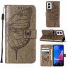 For Motorola Moto G Play 4G 2024 Embossed Butterfly Leather Phone Case(Grey) - 1