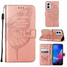 For Motorola Moto G Play 4G 2024 Embossed Butterfly Leather Phone Case(Rose Gold) - 1