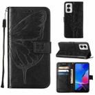 For Motorola Moto G Play 4G 2024 Embossed Butterfly Leather Phone Case(Black) - 1