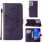 For Motorola Moto G Play 4G 2024 Embossed Butterfly Leather Phone Case(Dark Purple) - 1