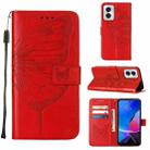 For Motorola Moto G Play 4G 2024 Embossed Butterfly Leather Phone Case(Red) - 1