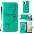 For Motorola Moto G Power 5G 2024 Embossed Butterfly Leather Phone Case(Green) - 1