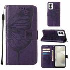 For Motorola Moto G Power 5G 2024 Embossed Butterfly Leather Phone Case(Dark Purple) - 1