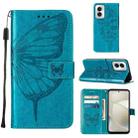 For Motorola Moto G Power 5G 2024 Embossed Butterfly Leather Phone Case(Blue) - 1