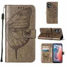 For Motorola Moto G Play 5G 2024 Embossed Butterfly Leather Phone Case(Grey) - 1