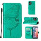 For Motorola Moto G Play 5G 2024 Embossed Butterfly Leather Phone Case(Green) - 1