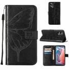 For Motorola Moto G Play 5G 2024 Embossed Butterfly Leather Phone Case(Black) - 1