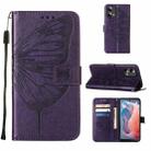 For Motorola Moto G Play 5G 2024 Embossed Butterfly Leather Phone Case(Dark Purple) - 1