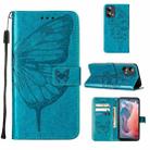 For Motorola Moto G Play 5G 2024 Embossed Butterfly Leather Phone Case(Blue) - 1