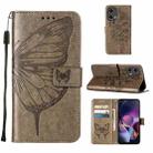 For Motorola Moto G Stylus 5G 2024 Embossed Butterfly Leather Phone Case(Grey) - 1