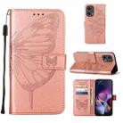 For Motorola Moto G Stylus 5G 2024 Embossed Butterfly Leather Phone Case(Rose Gold) - 1