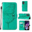 For Motorola Moto G Stylus 5G 2024 Embossed Butterfly Leather Phone Case(Green) - 1