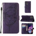 For Motorola Moto G Stylus 5G 2024 Embossed Butterfly Leather Phone Case(Dark Purple) - 1