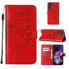 For Motorola Moto G Stylus 5G 2024 Embossed Butterfly Leather Phone Case(Red) - 1