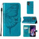 For Motorola Moto G Stylus 5G 2024 Embossed Butterfly Leather Phone Case(Blue) - 1