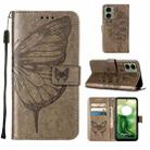 For Motorola Moto G04 4G / G24 4G Embossed Butterfly Leather Phone Case(Grey) - 1