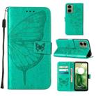 For Motorola Moto G04 4G / G24 4G Embossed Butterfly Leather Phone Case(Green) - 1