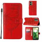 For Motorola Moto G04 4G / G24 4G Embossed Butterfly Leather Phone Case(Red) - 1