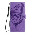 For Motorola Edge 30 Neo Embossed Butterfly Leather Phone Case(Purple) - 2