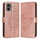 For Motorola Edge 30 Neo Embossed Butterfly Leather Phone Case(Rose Gold) - 1