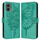 For Motorola Edge 30 Neo Embossed Butterfly Leather Phone Case(Green) - 1