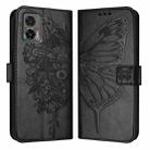 For Motorola Edge 30 Neo Embossed Butterfly Leather Phone Case(Black) - 1