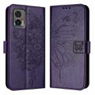 For Motorola Edge 30 Neo Embossed Butterfly Leather Phone Case(Dark Purple) - 1