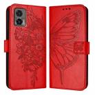 For Motorola Edge 30 Neo Embossed Butterfly Leather Phone Case(Red) - 1