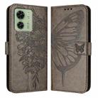 For Motorola Edge 40 5G Global/Edge 2023 US Embossed Butterfly Leather Phone Case(Grey) - 1