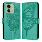 For Motorola Edge 40 5G Global/Edge 2023 US Embossed Butterfly Leather Phone Case(Green) - 1