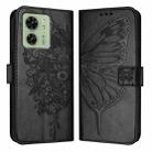 For Motorola Edge 40 5G Global/Edge 2023 US Embossed Butterfly Leather Phone Case(Black) - 1