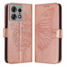 For Motorola Edge 50 Pro Embossed Butterfly Leather Phone Case(Rose Gold) - 1