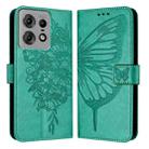 For Motorola Edge 50 Pro Embossed Butterfly Leather Phone Case(Green) - 1