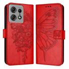 For Motorola Edge 50 Pro Embossed Butterfly Leather Phone Case(Red) - 1