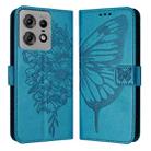 For Motorola Edge 50 Pro Embossed Butterfly Leather Phone Case(Blue) - 1