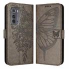 For Motorola Edge 2022 / Edge+ 5G UW 2022 Embossed Butterfly Leather Phone Case(Grey) - 1