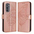 For Motorola Edge 2022 / Edge+ 5G UW 2022 Embossed Butterfly Leather Phone Case(Rose Gold) - 1