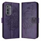 For Motorola Edge 2022 / Edge+ 5G UW 2022 Embossed Butterfly Leather Phone Case(Dark Purple) - 1